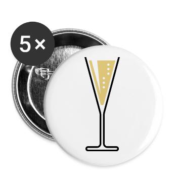 Glass Of Sparkling Wine (Funnel / Open / 2C) - Buttons large 2.2''/56 mm (5-pack) - white - Front