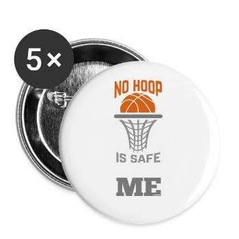 Basketball Geschenk - Buttons groß 56 mm (5er Pack) - Weiß - Vorne