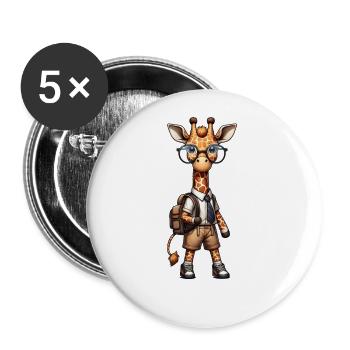 Cute Schoolboy Giraffe - Buttons large 2.2''/56 mm (5-pack) - white - Front
