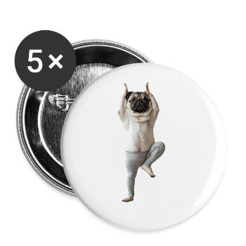 Mops - Buttons groß 56 mm (5er Pack) - Weiß - Vorne