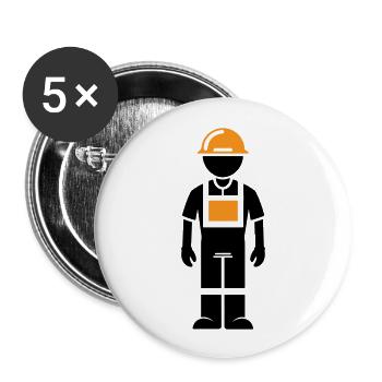 Construction worker - Buttons large 2.2''/56 mm (5-pack) - white - Front