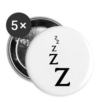 Zzzzzzz - Lot de 5 grands badges (56 mm) - blanc - Devant