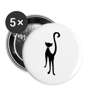 retro cat silhouette by Patjila - Buttons large 2.2''/56 mm (5-pack) - white - Front