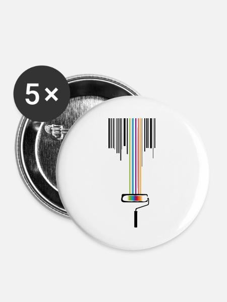 Farbrolle mit Strichcode - Buttons groß 56 mm (5er Pack) - Weiß