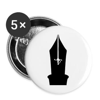 Schriftsteller Feder - Buttons groß 56 mm (5er Pack) - Weiß - Vorne