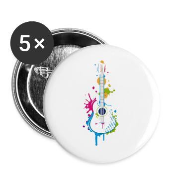 Graffiti Gitarre - Buttons groß 56 mm (5er Pack) - Weiß - Vorne
