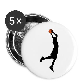 Basketball - Buttons groß 56 mm (5er Pack) - Weiß - Vorne