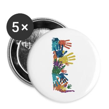 HANDS OF TOUCH - Buttons large 2.2''/56 mm (5-pack) - white - Front