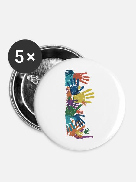 HANDS OF TOUCH - Buttons groß 56 mm (5er Pack) - Weiß