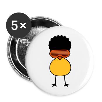 Funky Chick - Lot de 5 grands badges (56 mm) - blanc - Devant