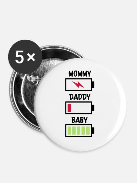 Mommy Daddy Baby Battery - Buttons large 2.2''/56 mm (5-pack) - white