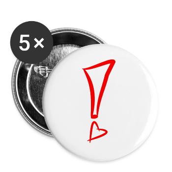 Exclamation mark with heart red - Buttons large 2.2''/56 mm (5-pack) - white - Front