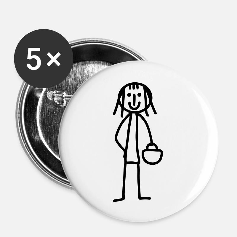 Woman with handbag - Buttons large 2.2''/56 mm (5-pack) - white