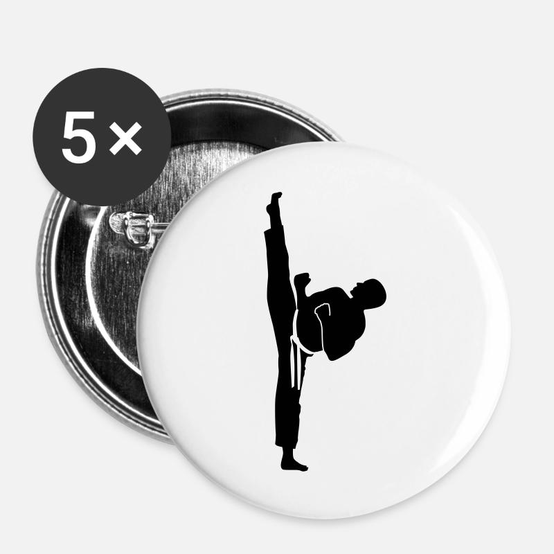 karate kick - Buttons large 2.2''/56 mm (5-pack) - white