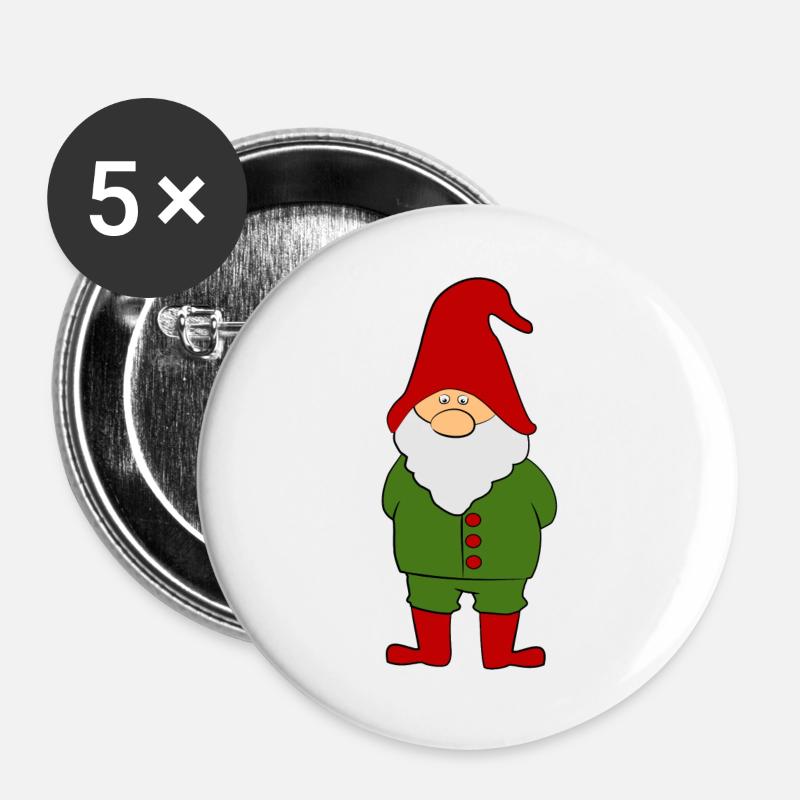Wichtel Zwerg - Buttons groß 56 mm (5er Pack) - Weiß