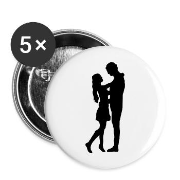 Liebe - Paar - Buttons groß 56 mm (5er Pack) - Weiß - Vorne