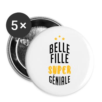 Stieftochter / Schwiegersohn / Sohn / Tochter - Buttons groß 56 mm (5er Pack) - Weiß - Vorne