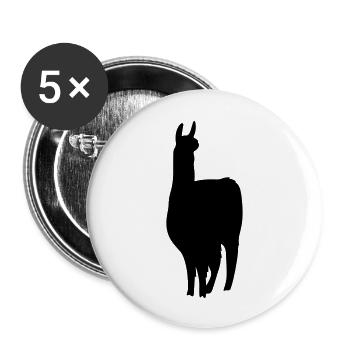 lama silhouette - Buttons groß 56 mm (5er Pack) - Weiß - Vorne