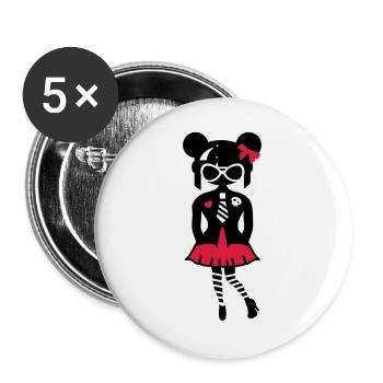 Fille en look anime gothique avec des lunettes de soleil - Lot de 5 grands badges (56 mm) - blanc - Devant
