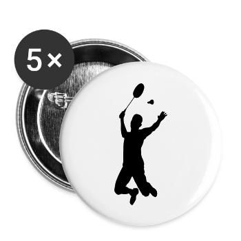 badminton silhouette - Buttons groß 56 mm (5er Pack) - Weiß - Vorne