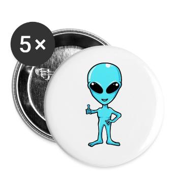 Alien - Buttons groß 56 mm (5er Pack) - Weiß - Vorne