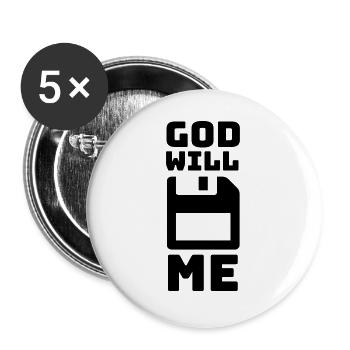 Dieu me sauvera - Lot de 5 grands badges (56 mm) - blanc - Devant