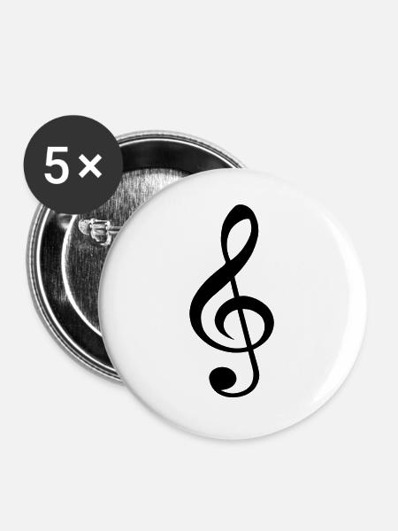 Violinschlüssel. - Buttons groß 56 mm (5er Pack) - Weiß