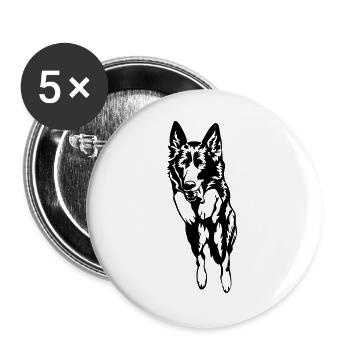 Deutscher Schäferhund - Buttons groß 56 mm (5er Pack) - Weiß - Vorne