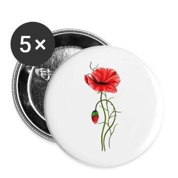 Fleurs - Lot de 5 grands badges (56 mm) - blanc - Devant