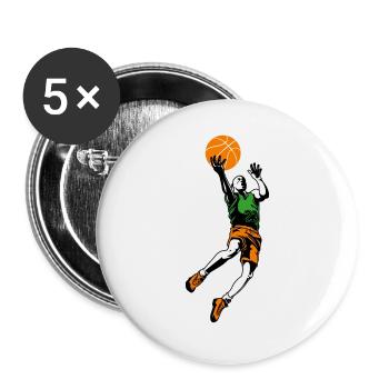 Basketball Basketball Basketball - Buttons groß 56 mm (5er Pack) - Weiß - Vorne