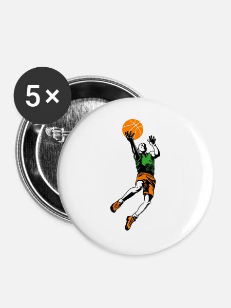 basketball basketball basketball - Buttons large 2.2''/56 mm (5-pack) - white