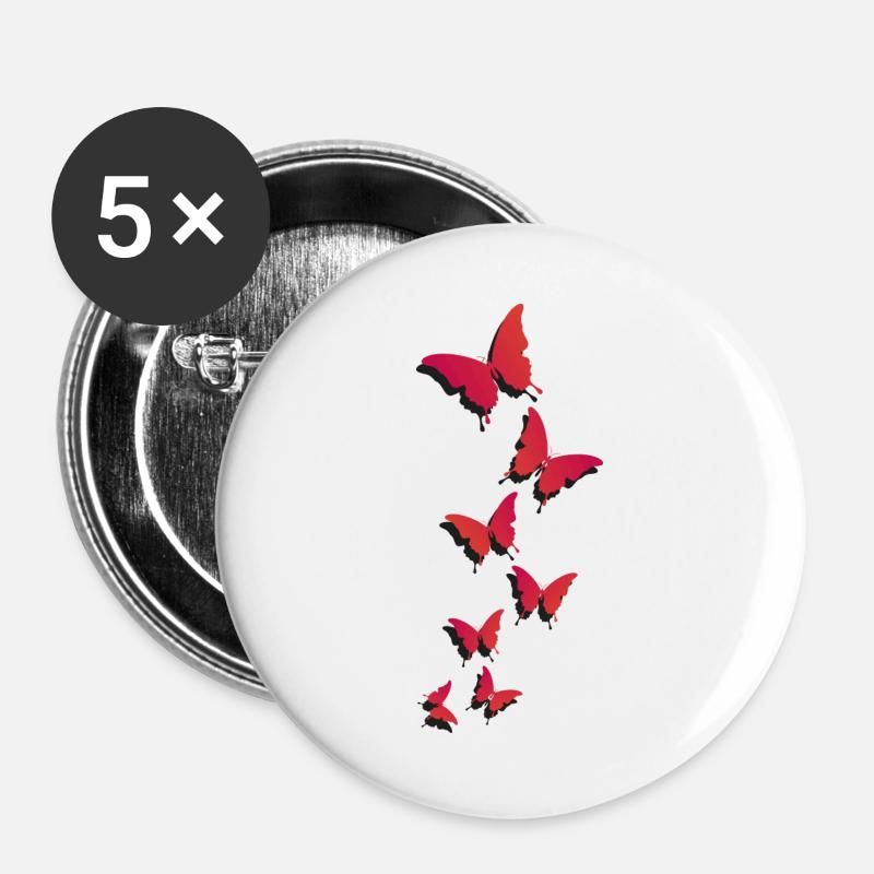 Flying butterflies - flying butterflies - Buttons large 2.2''/56 mm (5-pack) - white