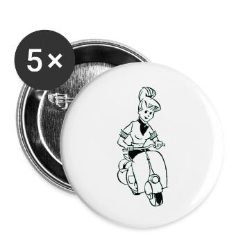 Scooter, Scooter, Rétro, Vintage, Permis de conduire - Lot de 5 grands badges (56 mm) - blanc - Devant