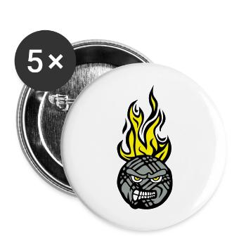 petanque gesicht cartoon flame13 feroce - Buttons groß 56 mm (5er Pack) - Weiß - Vorne
