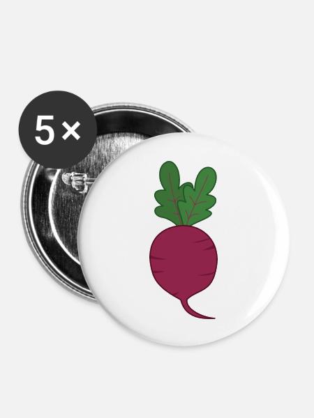 Rote Beete - Buttons groß 56 mm (5er Pack) - Weiß