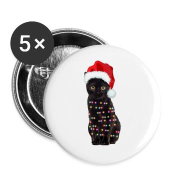 Cute Cats Xmas Kitten Christmas Outfit - Buttons large 2.2''/56 mm (5-pack) - white - Front