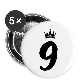 9 Krone - Buttons groß 56 mm (5er Pack) - Weiß - Vorne