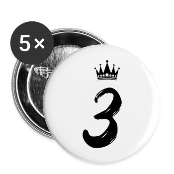 3 Krone - Buttons groß 56 mm (5er Pack) - Weiß - Vorne