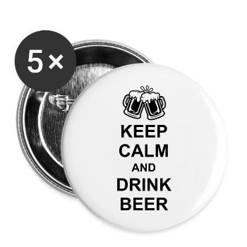 Saying Keep Calm Beer - Buttons large 2.2''/56 mm (5-pack) - white - Front