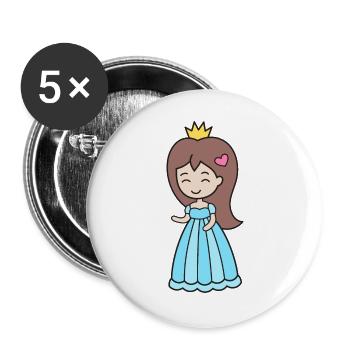 Prinzessin - Buttons groß 56 mm (5er Pack) - Weiß - Vorne