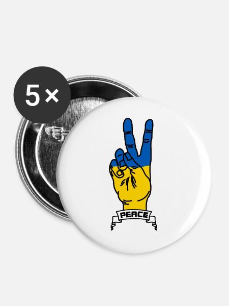 Frieden für die Ukraine - Buttons groß 56 mm (5er Pack) - Weiß