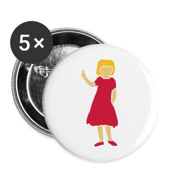 Mädchen Silhouette Peace Zeichen - Buttons groß 56 mm (5er Pack) - Weiß - Vorne