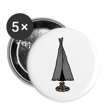 Conception de tente de feu de camp de camping - Lot de 5 grands badges (56 mm) - blanc - Devant