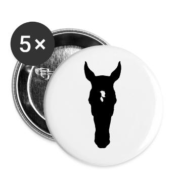 Pferd - Buttons groß 56 mm (5er Pack) - Weiß - Vorne