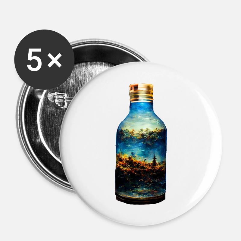 A world in a bottle - Buttons large 2.2''/56 mm (5-pack) - white