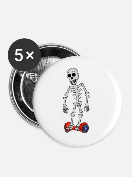 Gruselige Schwebeknochen - Buttons groß 56 mm (5er Pack) - Weiß