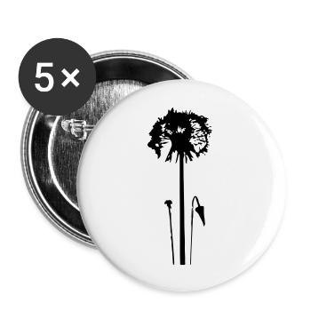 Pusteblume Löwenzahn Geschenkidee - Buttons groß 56 mm (5er Pack) - Weiß - Vorne