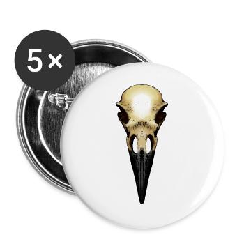 Rabenschädel - Buttons groß 56 mm (5er Pack) - Weiß - Vorne
