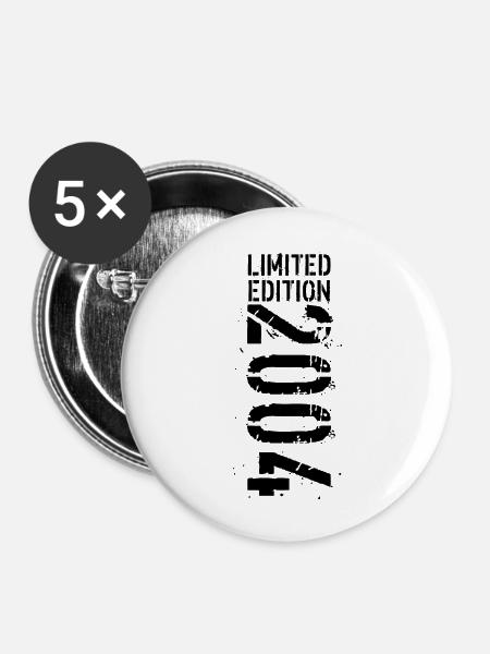 LIMITED EDITION 2004 SCHWARZ - Buttons groß 56 mm (5er Pack) - Weiß