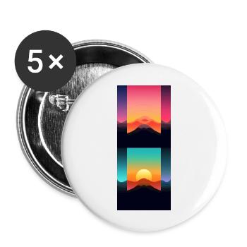 Gebirgslandschaft Geometrische Kunst - Buttons groß 56 mm (5er Pack) - Weiß - Vorne